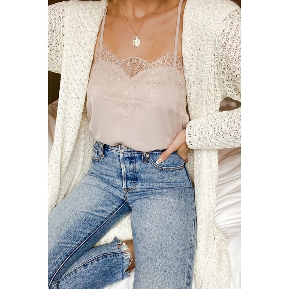 Maddox Pale Pink Satin Lace Cami